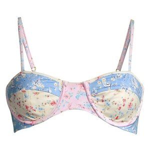 LoveShackFancy NWT Cassandra Floral Mixed Print Bikini Top Size Medium